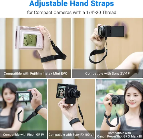 Vista 2 de Correa de mano de nylon ajustable para cámara con diseño de liberación rápida de 1/4"20 para DJI Osmo Pocket 3 Pocket3 Creator Combo Accesorios Osmo