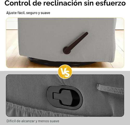 Vista 7 de FLEXISPOT Souffle-Pro - Silla reclinable giratoria con masaje y calor, reposacabezas ajustable, tela Oeko-TEX, marco de madera FSC, ideal para Gris