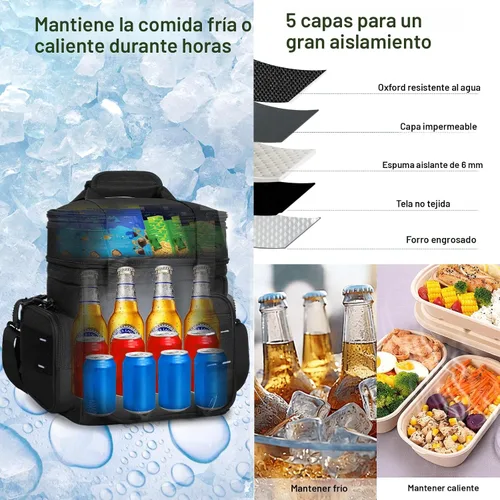 Vista 6 de TENKIST Lonchera táctica expandible, bolsa enfriadora de almuerzo con aislamiento grande, resistente a prueba de fugas, para hombres y adultos