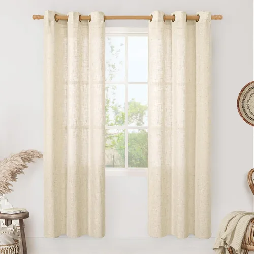 Vista 67 de LAMIT Cortinas de lino marrón caramelo para sala de estar, 84 pulgadas, de lino sintético, texturizado, filtrante de luz, paneles de privacidad