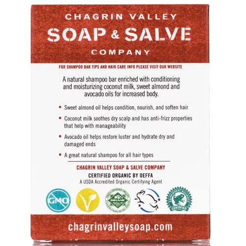 Vista 7 de Chagrin Valley Soap & Salve - Barra de champú, coco, sin perfume, orgánico, vegano, rizado y todo tipo de cabello, 5.6 oz (159 g), embalaje