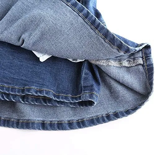 Vista 4 de Aurlust Mini faldas cortas de mezclilla plisadas con volantes y línea A para mujer