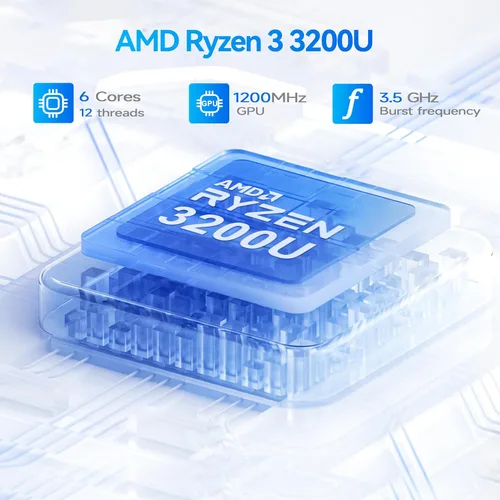 Vista 2 de Beelink Mini PC SER3, AMD Ryzen 3200U (hasta 3.5 GHz), 16 GB DDR4 500 GB PCle SSD, mini computadora compatible con pantalla 4K de doble