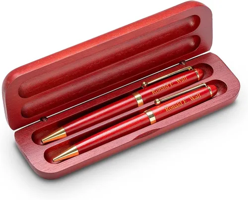 Vista 3 de Executive Gift Shoppe Juego de bolígrafo y caja doble con acabado de cereza personalizado de la Marina de EE. UU