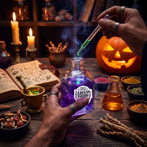 Vista 7 de Baderke 24 botellas de poción de vidrio de Halloween con calcomanías