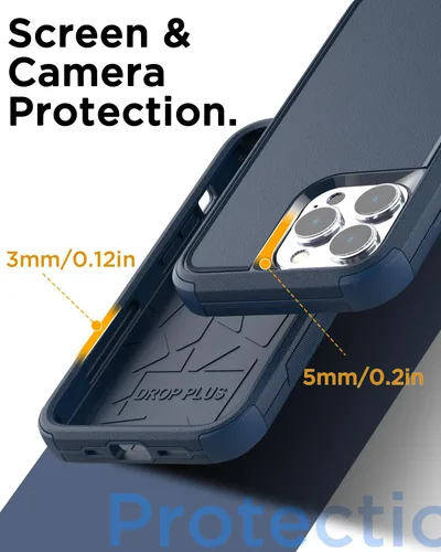 Vista 6 de AICase Funda resistente compatible con iPhone 15 Pro con protector de vidrio + lente de cámara, resistente de 3 capas de protección de grado