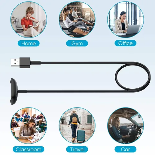 Vista 6 de [Paquete de 2] Cable de carga para Fitbit Inspire 3 (3.3 pies/1.0 pies)