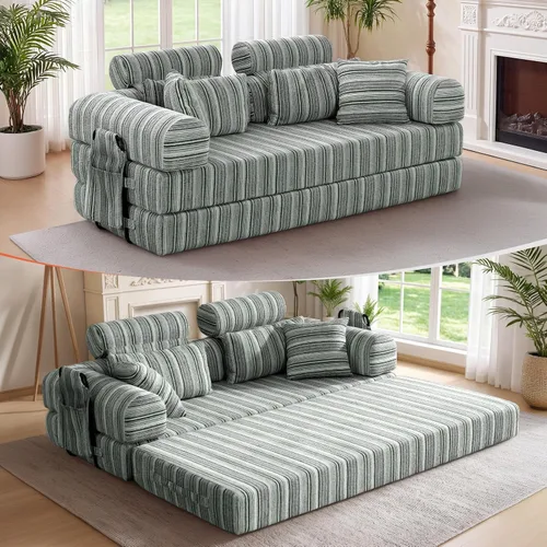 Vista 11 de Sofá cama de espuma viscoelástica de 79 pulgadas, futón convertible con reposacabezas alto, sofá sin hueso Negro