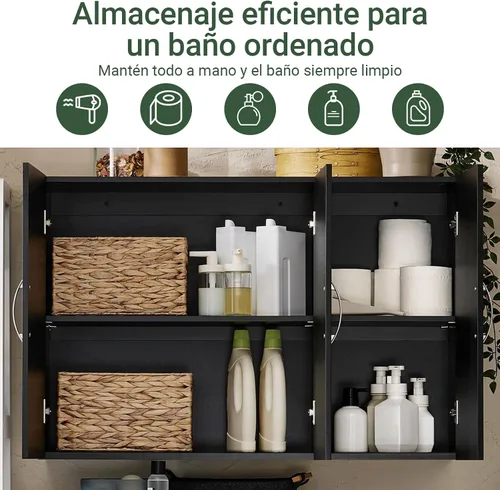 Vista 6 de Haotian Armario de pared para cuarto de lavado, gabinete de medicinas de almacenamiento para baño, cocina, garaje, torre de lino para baño, gabinete
