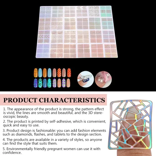 Vista 7 de Juego de 24 láminas de vinilos para uñas, calcomanías de uñas, herramienta de decoración de calcomanías de manicura con diseño de hojas
