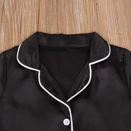 Vista 134 de Conjunto de pijama de manga larga con botones para niña pequeña, conjunto de ropa de dormir