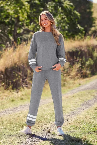 Vista 118 de Prettygarden - Conjunto de pijama de dos piezas para mujer, diseño de teñido anudado, sudadera informal de manga larga con pantalones largos, ropa