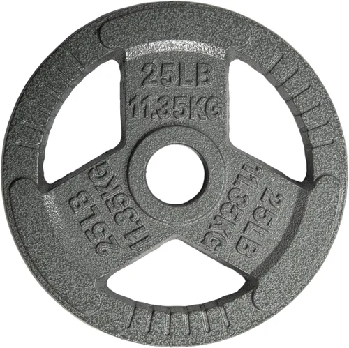 Vista 10 de Yes4All - Discos de pesas olímpicos de hierro fundido con asas tri-grip de 2 pulgadas, discos de pesas para levantamiento con acabado suave