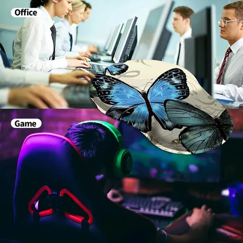 Vista 5 de Alfombrilla de mouse con soporte para muñeca, diseño de mariposa azul, ergonómica, con reposamuñecas para computadora portátil, computadora, hogar