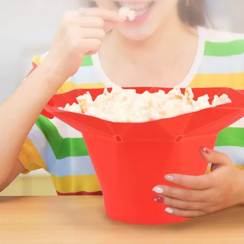 Vista 4 de Cuenco de palomitas de maíz, popcorn popcorn poppoppop, rojo, plegable, para microondas, para hacer palomitas de maíz, máquina de hacer palomitas
