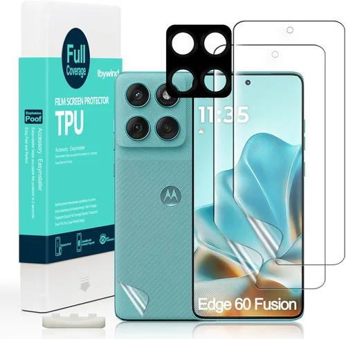 Vista 10 de Ibywind Protector de pantalla para Motorola Edge 60 5G, paquete de 2, película de hidrogel con protector de lente de cámara, herramienta de fácil