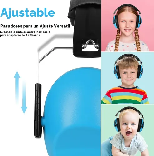 Vista 3 de Floriogra Auriculares con cancelación de ruido para niños/niños pequeños Azul
