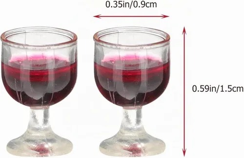 Vista 6 de NUOBESTY 10 copas de vino 1: 12 copas de cóctel para casa de muñecas, mini copas de vino tinto para decoración de casa de muñecas, accesorios