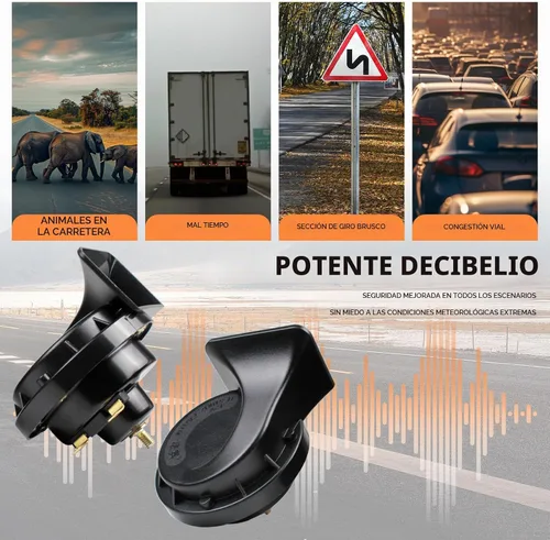 Vista 2 de FARBIN Bocina de coche impermeable de 12 V para coche, kit de bocina de caracol eléctrico de doble tono, universal para cualquier vehículo de 12 V