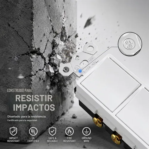 Vista 8 de Baomain Interruptor basculante dúplex de 15 Amp, 120 voltios, Interruptor combinado de CA monofólico