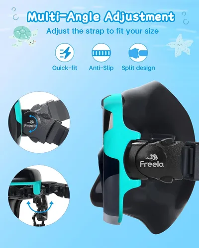 Vista 6 de Freela Gafas de natación para niños con cubierta de nariz para 6 a 16 años, paquete de 2 máscaras de natación de visión amplia, antiniebla, sin