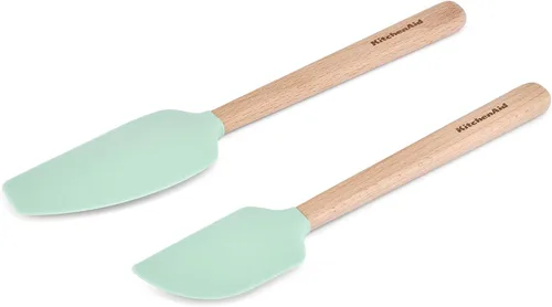 Vista 5 de KitchenAid Juego de espátulas de bambú, 2 piezas, Aqua Sky