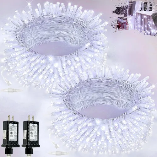 Vista 11 de Paquete de 1 cadena de luces conectables para interiores, 33 pies, 100 luces LED, 13 modos, luces de hadas parpadeantes, enchufables, impermeables