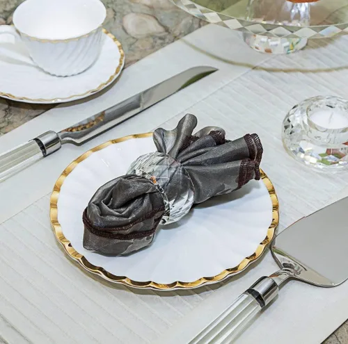 Vista 4 de Juego de 12 servilleteros de cristal, juego de 12 pulgadas, decoración de Navidad para mesa y fiesta de boda