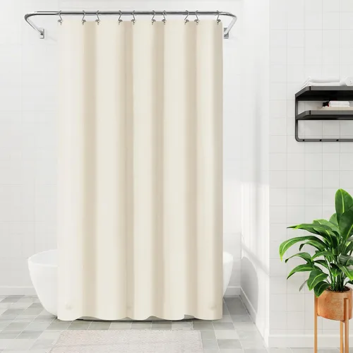 Vista 90 de Barossa Design - Forro de cortina estrecho de PEVA para ducha, con 3 imanes, impermeable, para cabina de baño pequeña, sin PVC, ojales metálicos