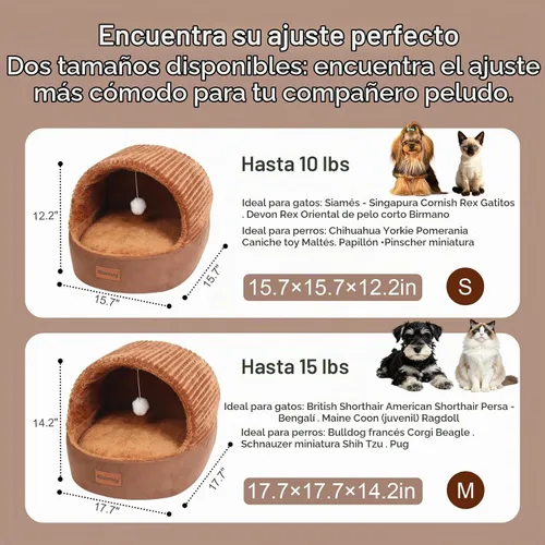 Vista 5 de Cat Bed Cave with Pillow & Cat Toys, Cat Bed for Indoor Cats & Dog