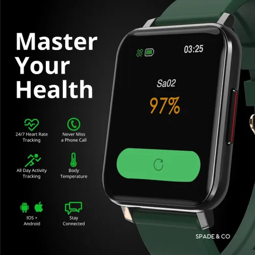 Vista 7 de Spade & Co Health Smartwatch 2 - Monitor de salud y fitness con temperatura corporal, oxígeno en sangre, monitoreo de frecuencia cardíaca