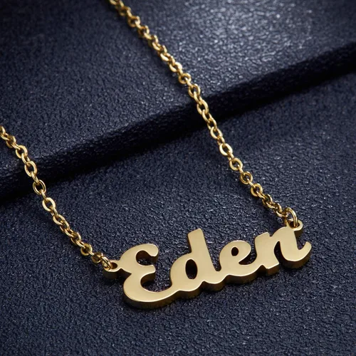 Vista 6 de Ldurian Name Necklace Personalized - Customized Name Plate Necklace - 14K Gold Plated Dainty Name Necklaces Birthday Jewelry Gift for Teen Girls
