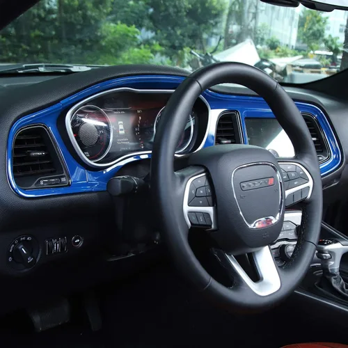 Vista 3 de Voodonala para Consolas Centrales Challenger, Cubierta Protectora del Tablero de Instrumentos para 2015-2024+ Dodge Challenger, Accesorios Azul
