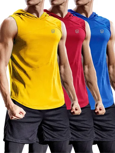 Vista 16 de Neleus - Camiseta sin mangas deportiva Dry Fit para correr con capucha