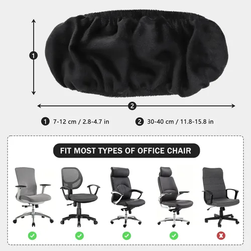 Vista 3 de FORCHEER Fundas para reposabrazos de silla de oficina, 2 piezas, de terciopelo, elásticas, color negro, para silla de juegos, computadora