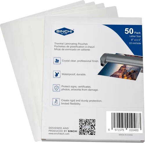 Vista 7 de SINCHI Bolsas de laminación térmica, 3 mil, transparentes, paquete de 200, hojas de laminado tamaño carta de 9 x 11.5 pulgadas