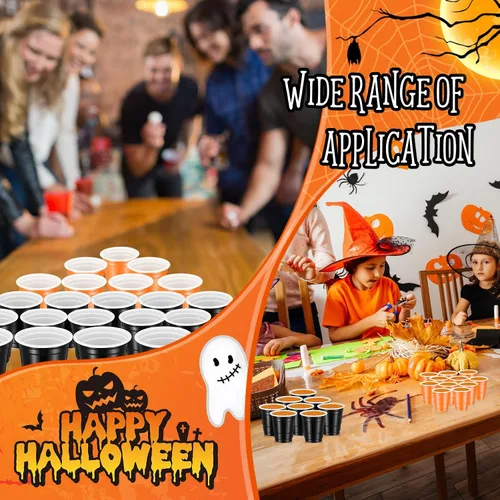 Vista 6 de Sliner 200 vasos de chupito de Halloween de 2 onzas, vasos de plástico