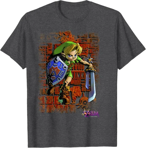 Vista 29 de Legend of Zelda Majoras Mask Link Action Retrato Camiseta Negro