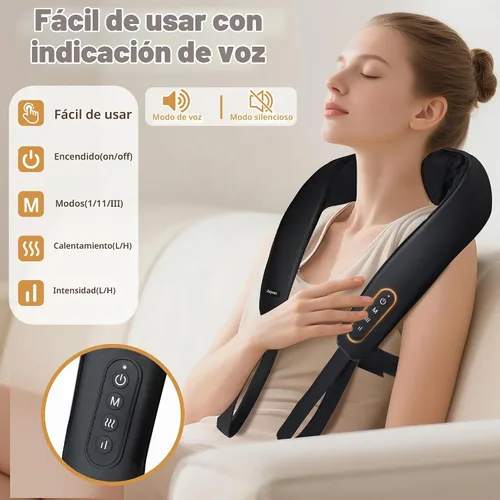 Vista 2 de Joyset Masajeador inalámbrico de cuello y hombros con calor, amasado Negro