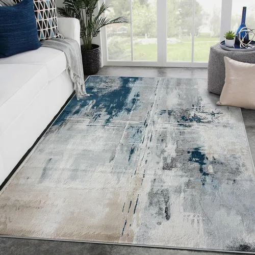 Vista 10 de LUXE WEAVERS Olimpia Collection 6623 - Alfombra abstracta moderna de 8 x 12 pulgadas, color azul