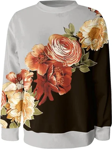 Vista 4 de EOPUING Sudaderas de cuello redondo para mujer, sudaderas con capucha para otoño, cálidas, recortadas, ligeras, para mujer