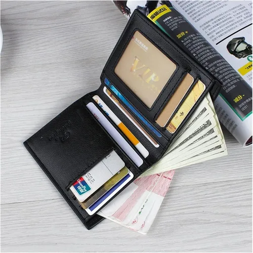 Vista 5 de MOTOZA Men's Wallet Short Student Style Blog Wallet Retro Wallet Korean Style Trendy Horizontal and Vertical Wallet (Color Vertical Brown)