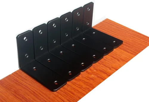 Vista 44 de Paquete de 2 soportes de estante en L de 6 pulgadas de largo x 4 pulgadas de alto x 1.5 pulgadas de ancho, 5 mm de grosor, soportes de estante