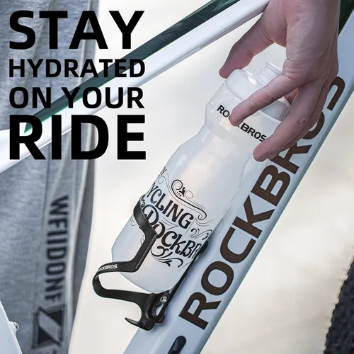 Vista 5 de ROCKBROS Soporte para botella de agua para bicicleta, soporte de jaula de botella de agua de aluminio para bicicleta, soporte para tazas de Negro