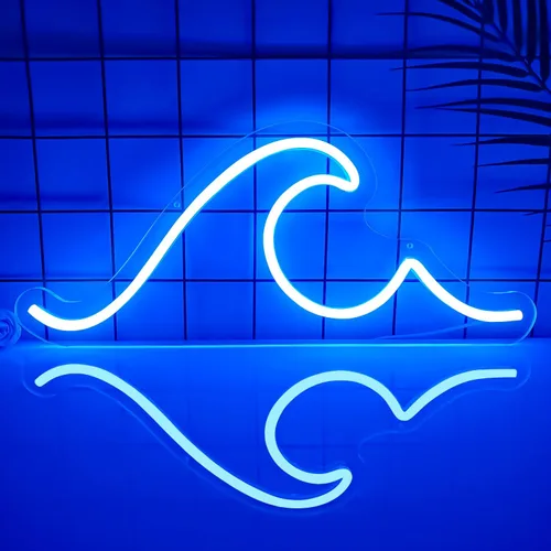 Vista 8 de Letrero de neón ondulado para decoración de pared, regulable, luces de noche, letrero de ondas LED, letrero de neón para sala de estar, dormitorio