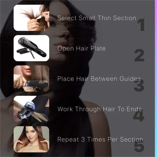 Vista 9 de Split-Ender PRO - Herramienta de Belleza Profesional Original - Recortadora de Puntas Abiertas Inalámbrica para Cabello Dañado, Seco, Quebradizo