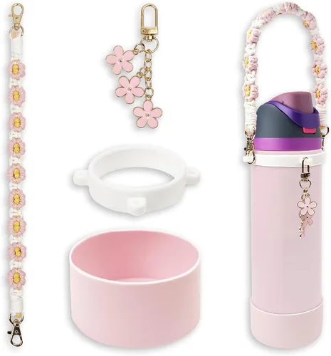 Vista 11 de Juego de fundas de silicona para botella de agua Owala de 24 oz, 32 oz, 40 oz - Incluye funda antideslizante y correa con asa para botella de agua
