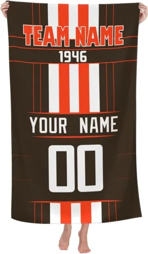 Vista 2 de ANTKING Toalla de playa Cleveland de 32 x 52 pulgadas, personalizada con cualquier nombre y número para hombres, mujeres y jóvenes, regalos