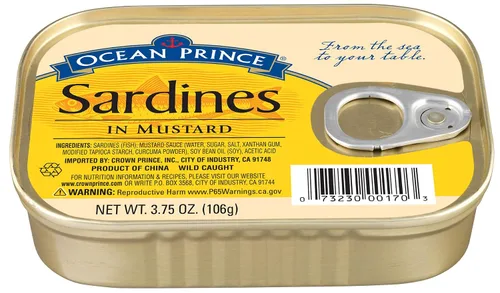 Vista 3 de Ocean Prince Sardinas en mostaza, latas de 3.75 onzas (paquete de 12)