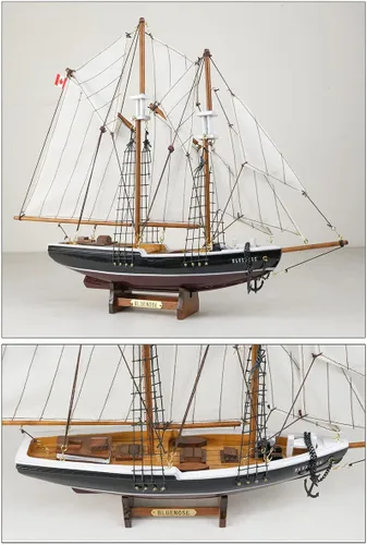 Vista 3 de SAILINGSTORY Velero de madera Modelo Barco Bluenose 1/110 Escala Réplica Pequeño